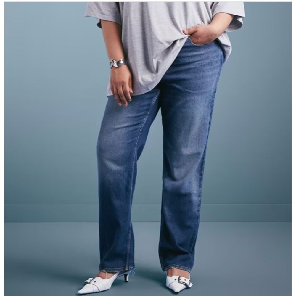 Good American Good Icon Straight Jeans Women's 22W Blue High Rise